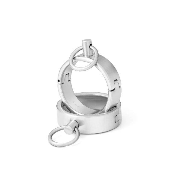 Round stainless steel handcuffs handcuffs with brushed o-ring