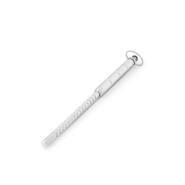 Urethral vibrator made of stainless steel, with grooves, 250 mm, in various sizes